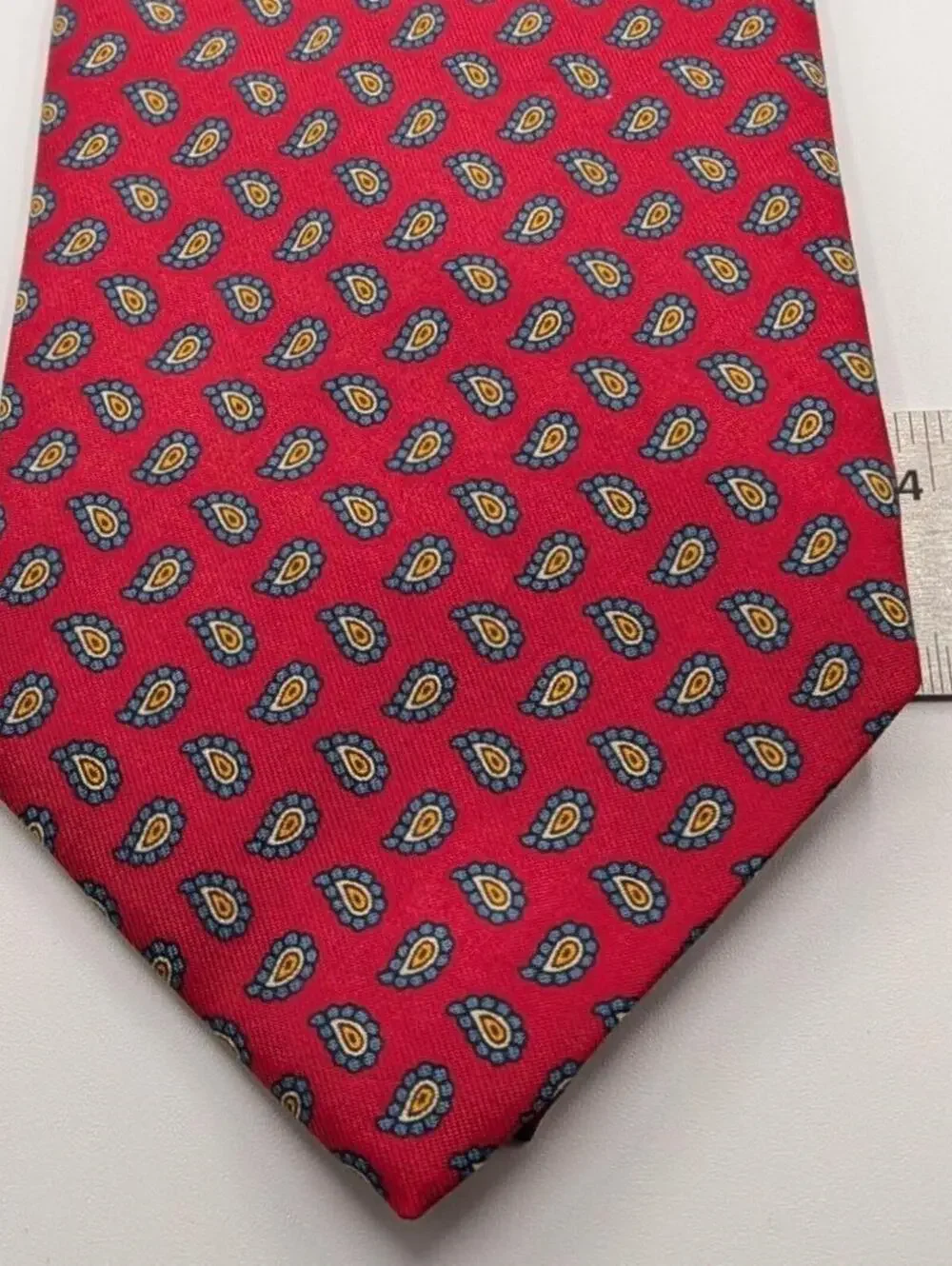 Robert Talbott Rodes Red Blue Paisley Hand Sewn USA Made 100% Silk Tie Vintage